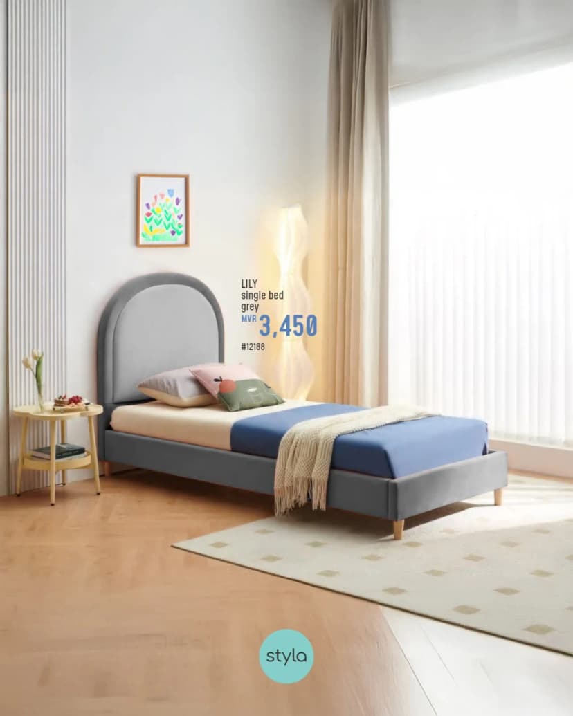 LILY single bed, grey
