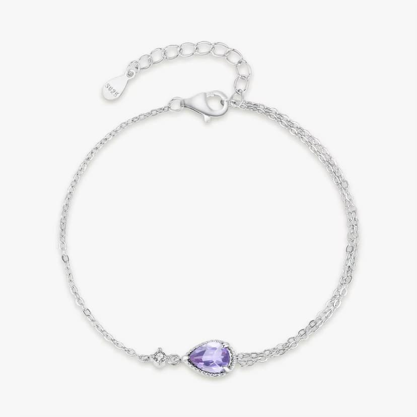 S925 Sterling Silver Purple Teardrop Bracelet