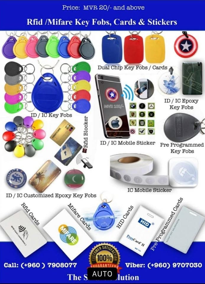 RFID AND MIFARE KEY FOBS & CARDS DUPLICATION SERVICE IN THE MALDIVES