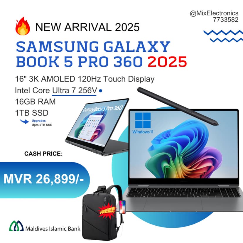 SAMSUNG GALAXY BOOK 5 PRO 360 2025 LAPTOP 16" 3K AMOLED INTEL ULTRA 7 16GB 1TB
