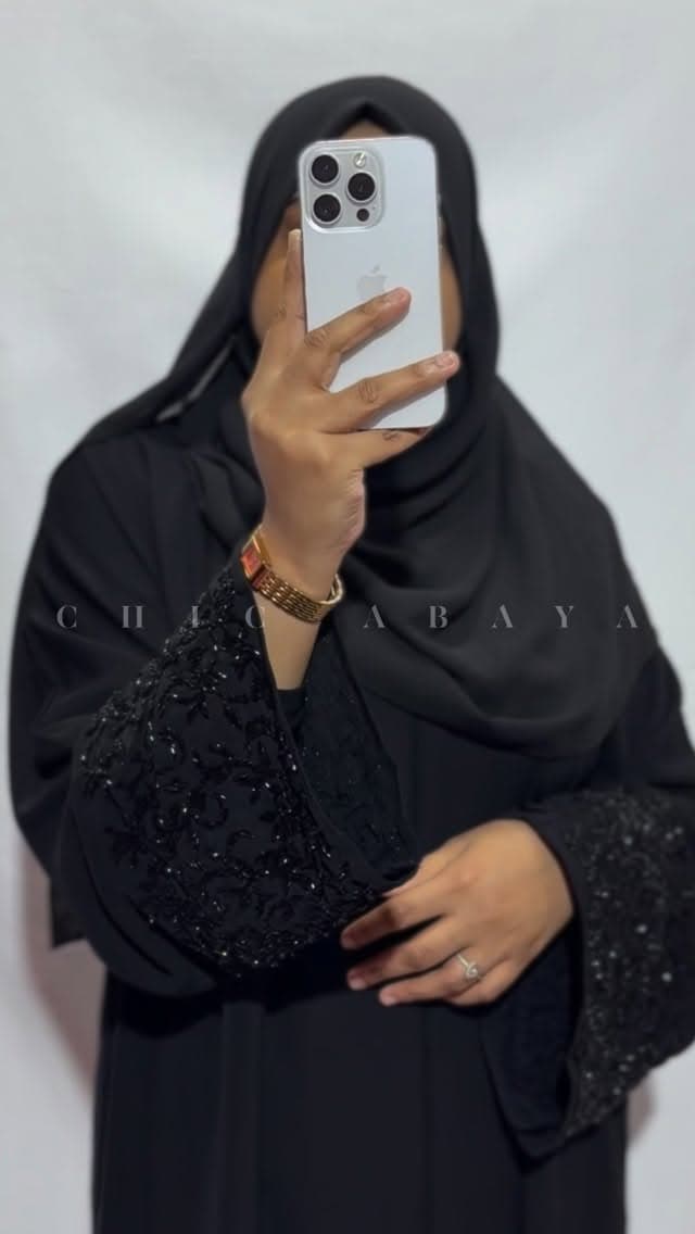 Beaded abaya with shawl