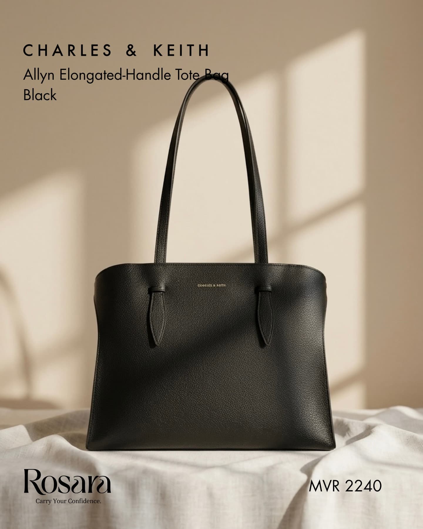 Allyn Elongated-Handle Tote Bag - Black — image 1