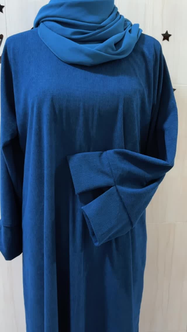 Teal Ribbed Abaya