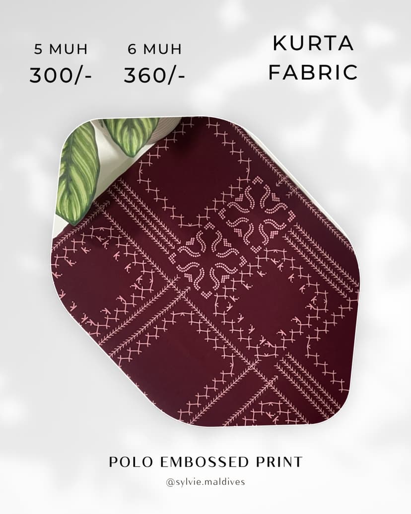 Polo Embossed Print Kurta Fabric