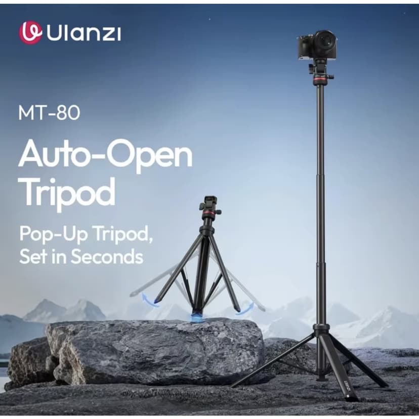 Ulani MT-80 Auto-Open Tripod T171 Newest Model Automatic Tripod Aluminum
