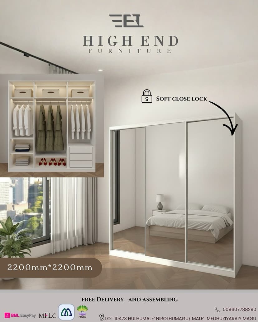 Full mirror wardrobe with sliding door