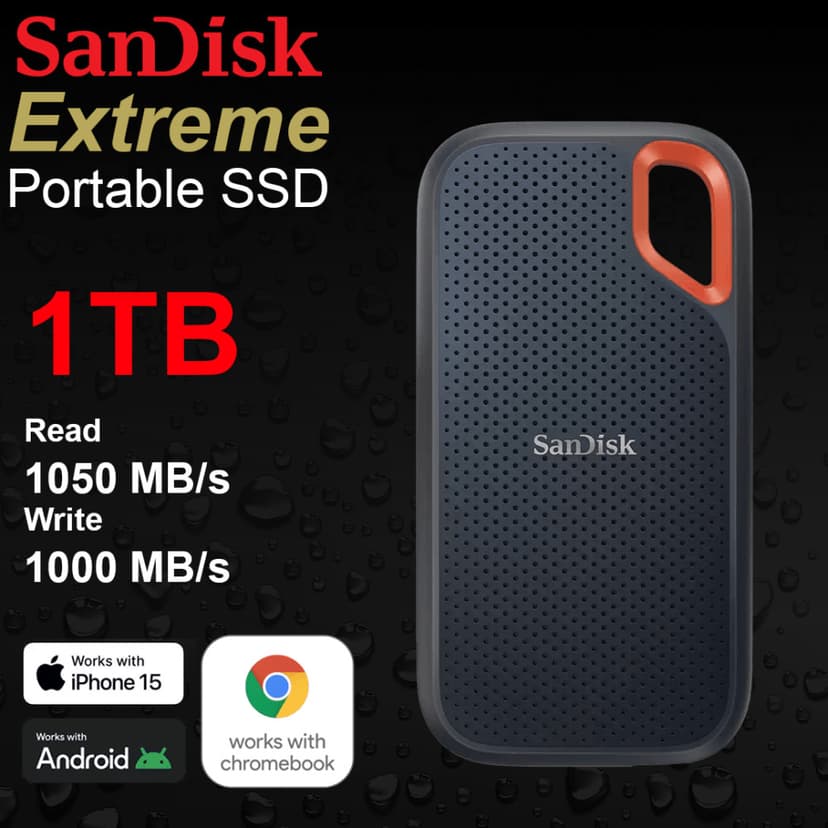 SanDisk Extreme 1TB Portable SSD - 1050Mbps / Solid State Drive
