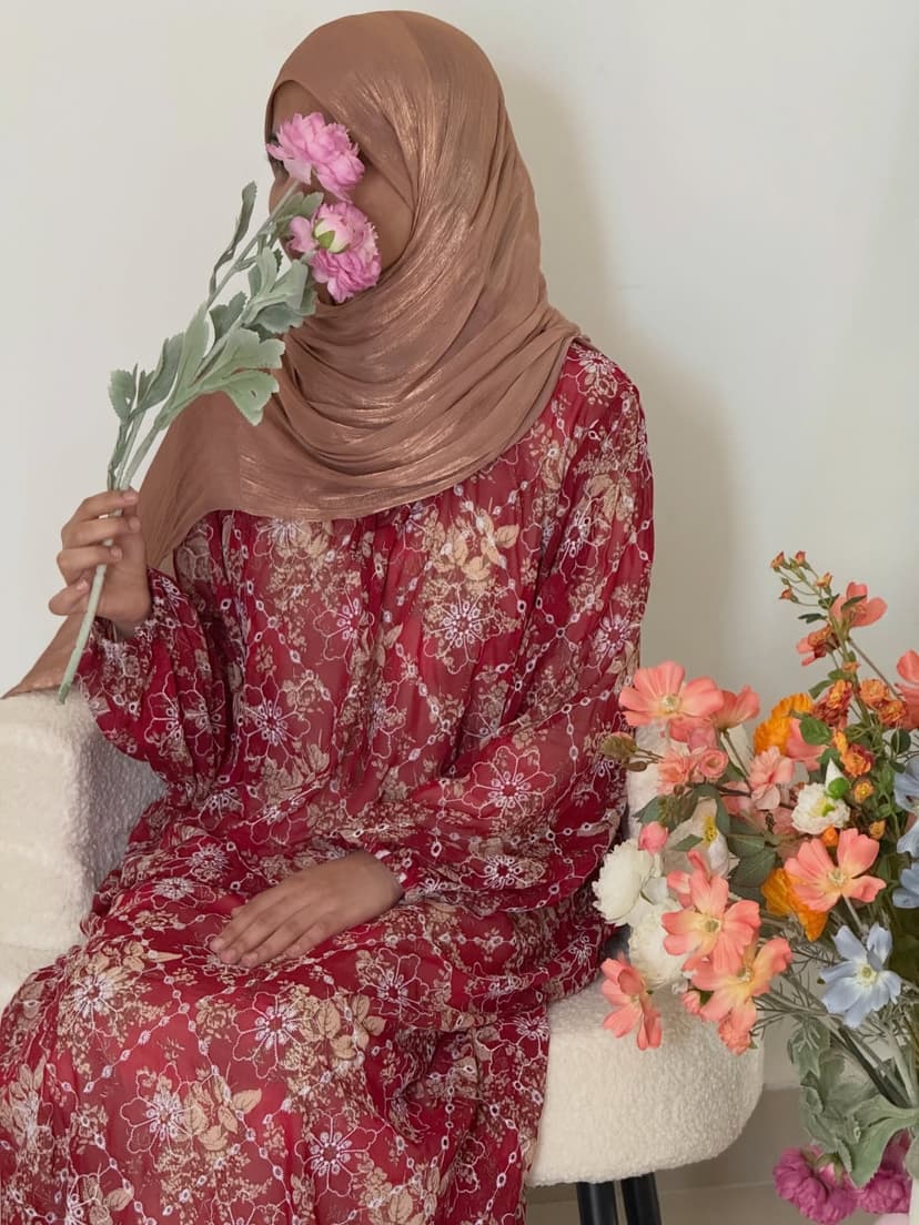 Chiffon embroidery abaya