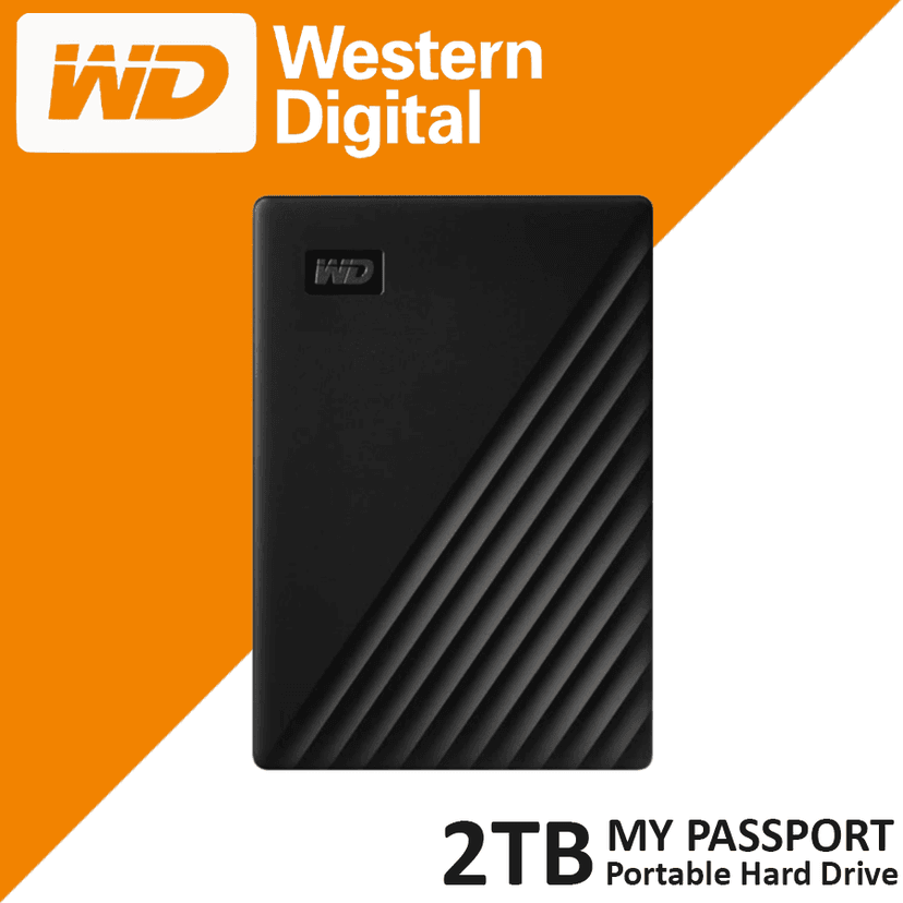 WD My Passport 2TB USB 3.0 External Portable Hard Drive - Black