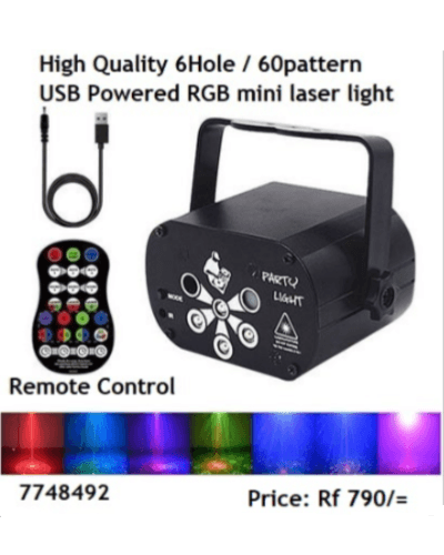 6Hole 60 pattern Remote Control RGB Mini Laser Stage Light Disco Party 7748492
